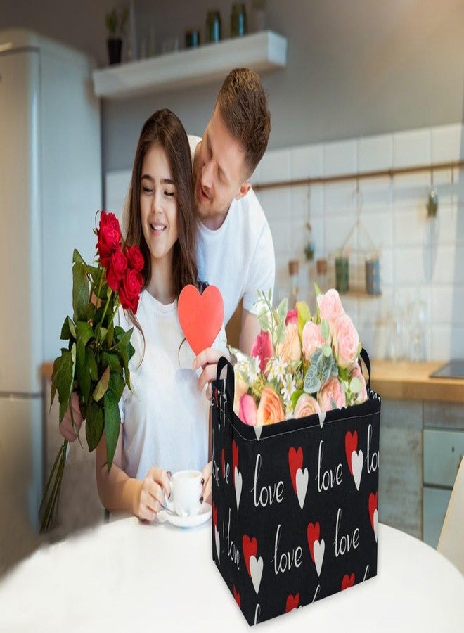 Essme Rectangular Heart Basket Gift Storage Box,Heart Storage Bins Organizer with Handles for Girls Room Decor,Basket,Shelf Basket.(Black love) - Image 4